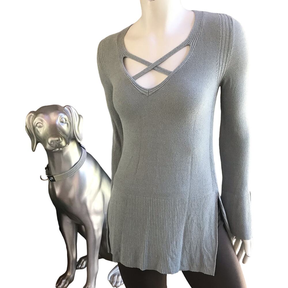 Free People Blue Long Sleeve Criss Cross Bell Sleeve Sweater Women's Size XS